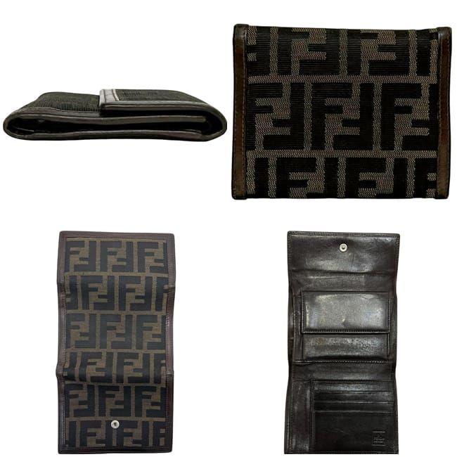 Fendi Trifold Wallet Khaki Brown Zucca