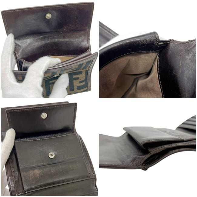Fendi Trifold Wallet Khaki Brown Zucca