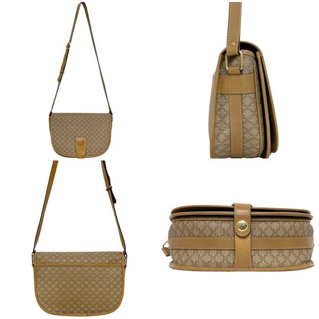 Celine Shoulder Bag Beige Macadam Leather