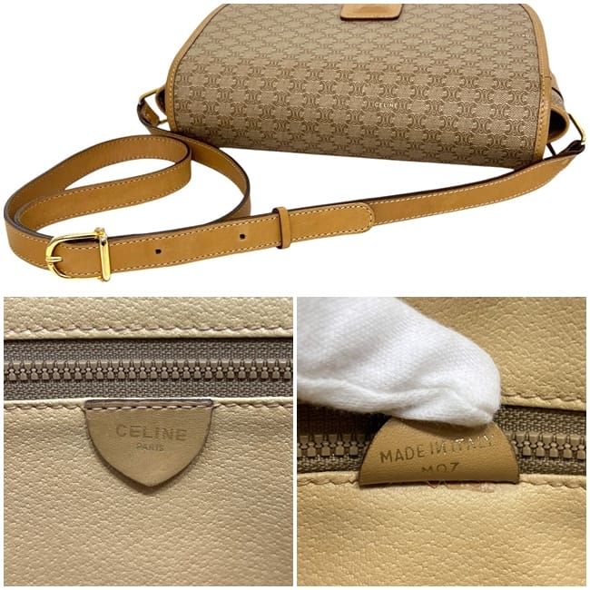 Celine Shoulder Bag Beige Macadam Leather