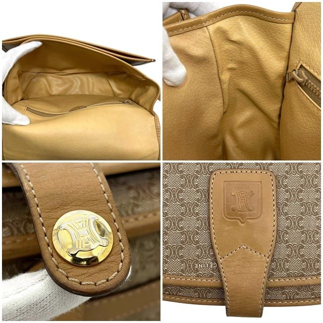 Celine Shoulder Bag Beige Macadam Leather