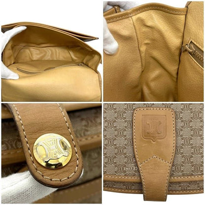 Celine Shoulder Bag Beige Macadam Leather