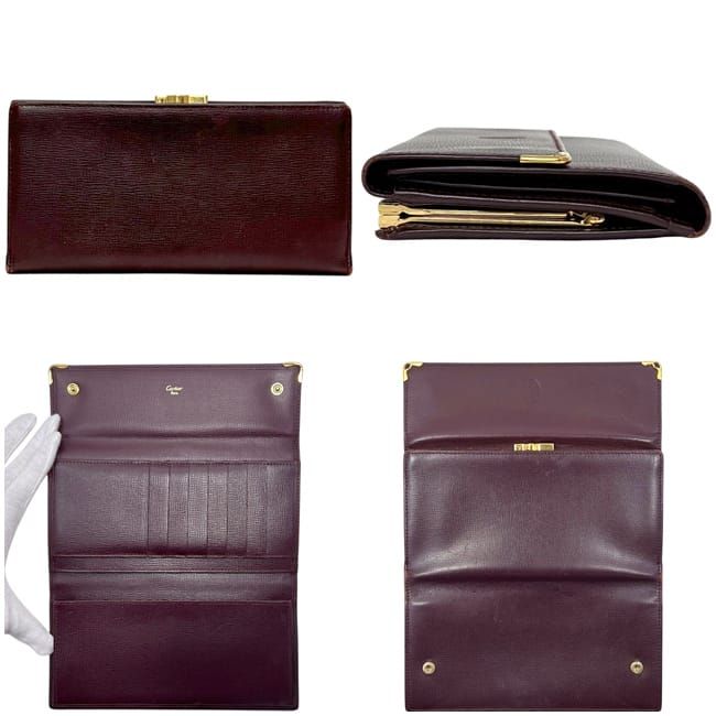 Cartier Trifold Wallet Clasp Gold Mast Bordeaux