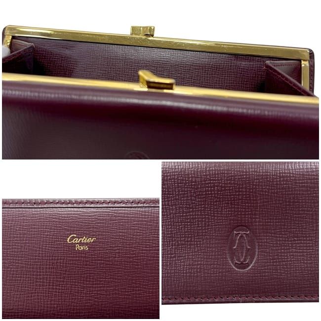 Cartier Trifold Wallet Clasp Gold Mast Bordeaux