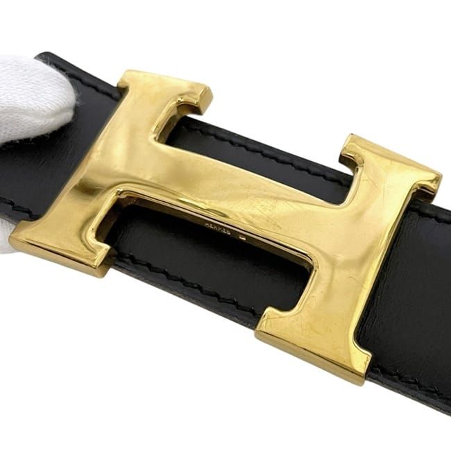 Hermes Belt Black Camel Brown Gold
