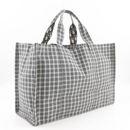 Dior Tote Check Cotton Black White