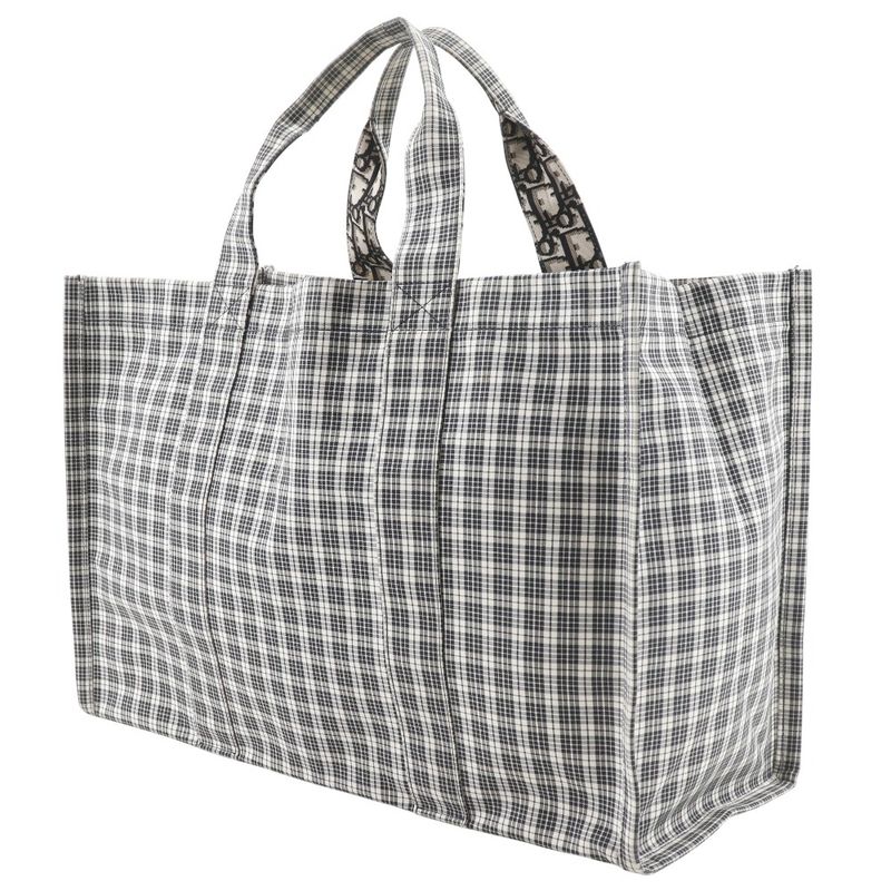 Dior Tote Check Cotton Black White