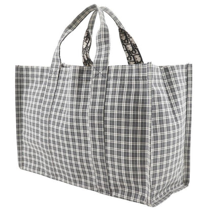 Dior Tote Check Cotton Black White