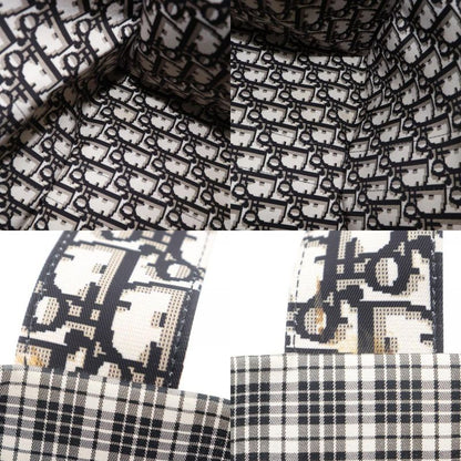 Dior Tote Check Cotton Black White