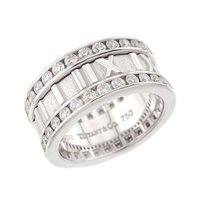 Tiffany & Co Atlas Ring Full Diamond 18K WG White Gold