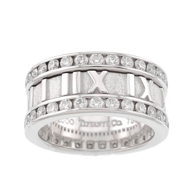 Tiffany & Co Atlas Ring Full Diamond 18K WG White Gold