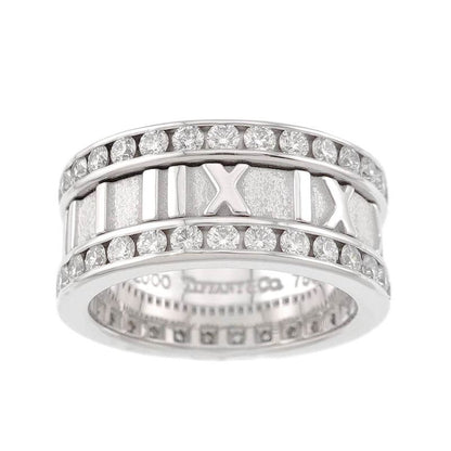 Tiffany & Co Atlas Ring Full Diamond 18K WG White Gold