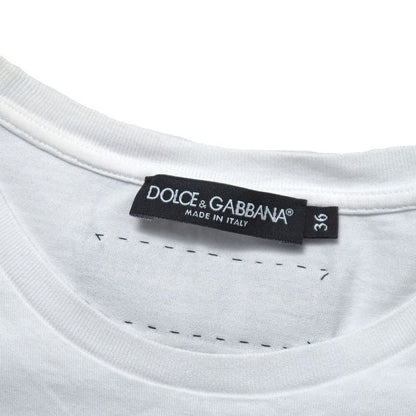 Dolce & Gabbana Short Sleeve T-Shirt 36 Crew Neck Logo White Black Red