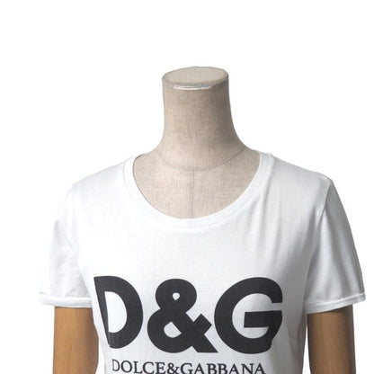 Dolce & Gabbana Short Sleeve T-Shirt 36 Crew Neck Logo White Black Red