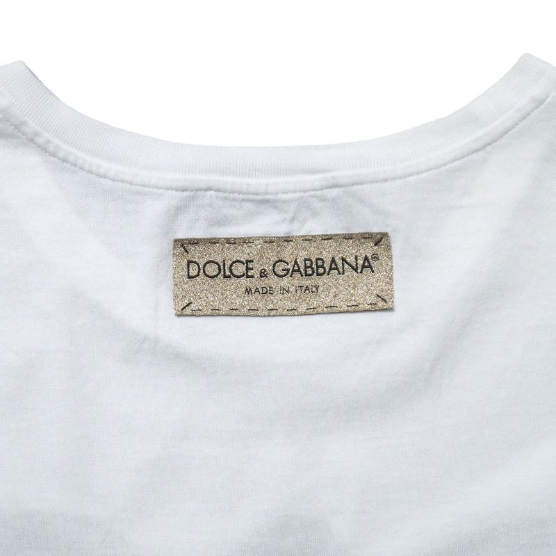 Dolce & Gabbana Short Sleeve T-Shirt 36 Crew Neck Logo White Black Red