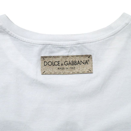 Dolce & Gabbana Short Sleeve T-Shirt 36 Crew Neck Logo White Black Red