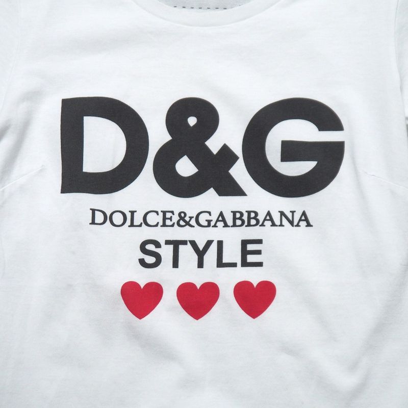 Dolce & Gabbana Short Sleeve T-Shirt 36 Crew Neck Logo White Black Red