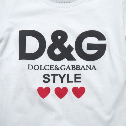 Dolce & Gabbana Short Sleeve T-Shirt 36 Crew Neck Logo White Black Red