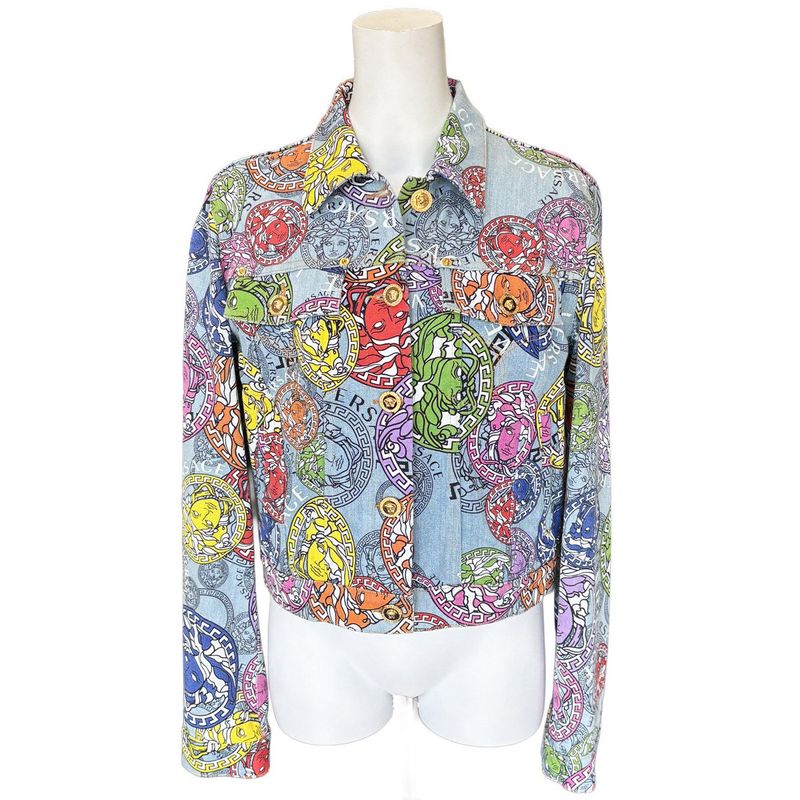 Versace Denim Jacket Medusa Light Blue Multicolor 40