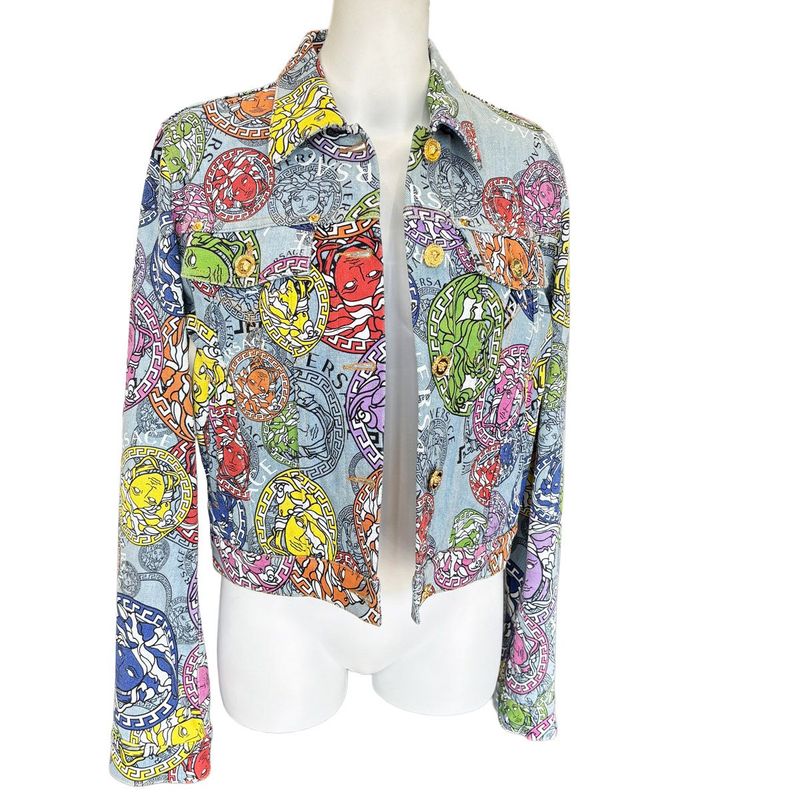 Versace Denim Jacket Medusa Light Blue Multicolor 40