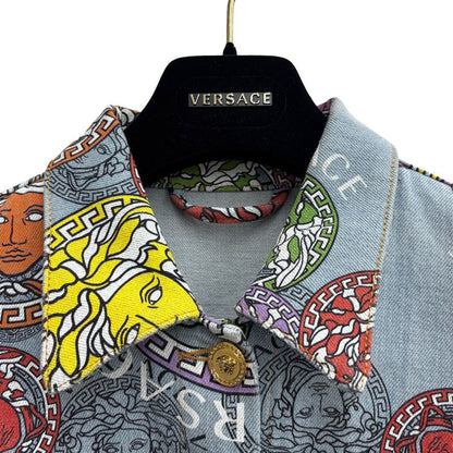 Versace Denim Jacket Medusa Light Blue Multicolor 40
