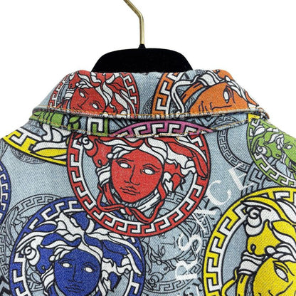 Versace Denim Jacket Medusa Light Blue Multicolor 40