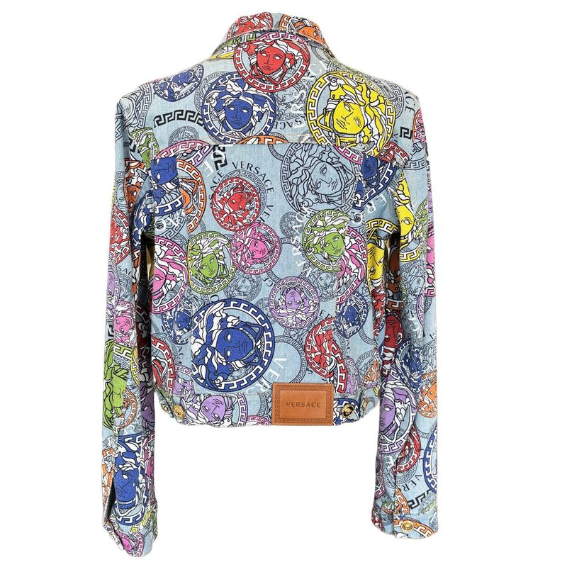 Versace Denim Jacket Medusa Light Blue Multicolor 40