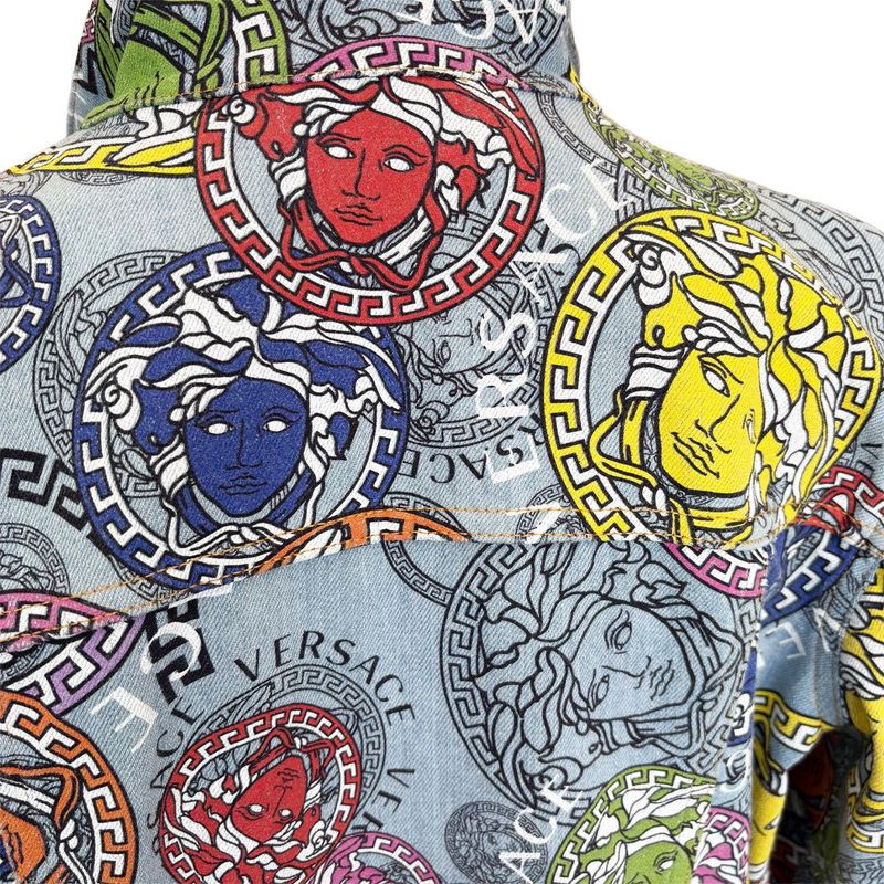 Versace Denim Jacket Medusa Light Blue Multicolor 40