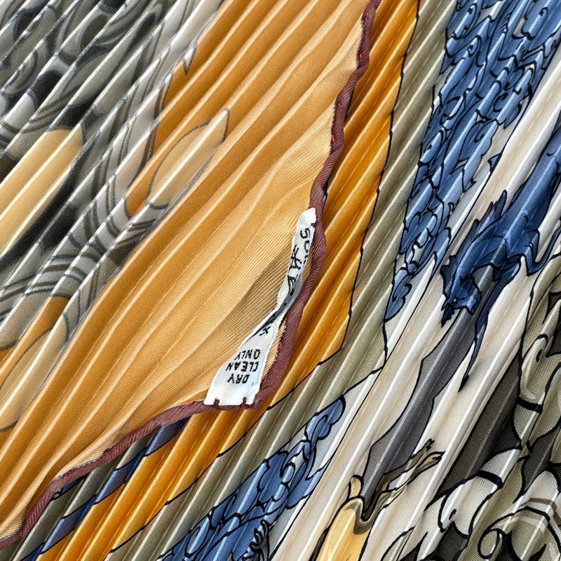 Hermes Scarf Pleated Silk Lion Yellow