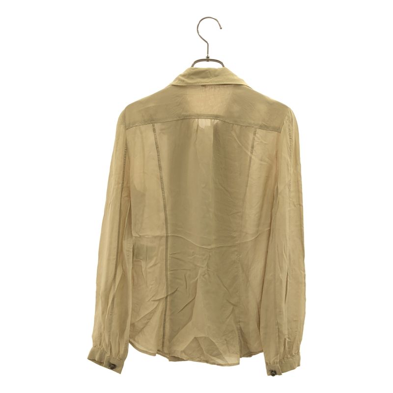 Gucci Silk Bowtie Pintuck Blouse 36 Beige