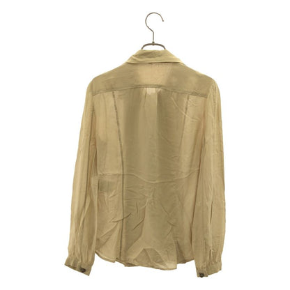 Gucci Silk Bowtie Pintuck Blouse 36 Beige