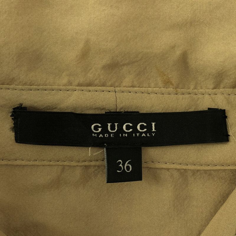 Gucci Silk Bowtie Pintuck Blouse 36 Beige