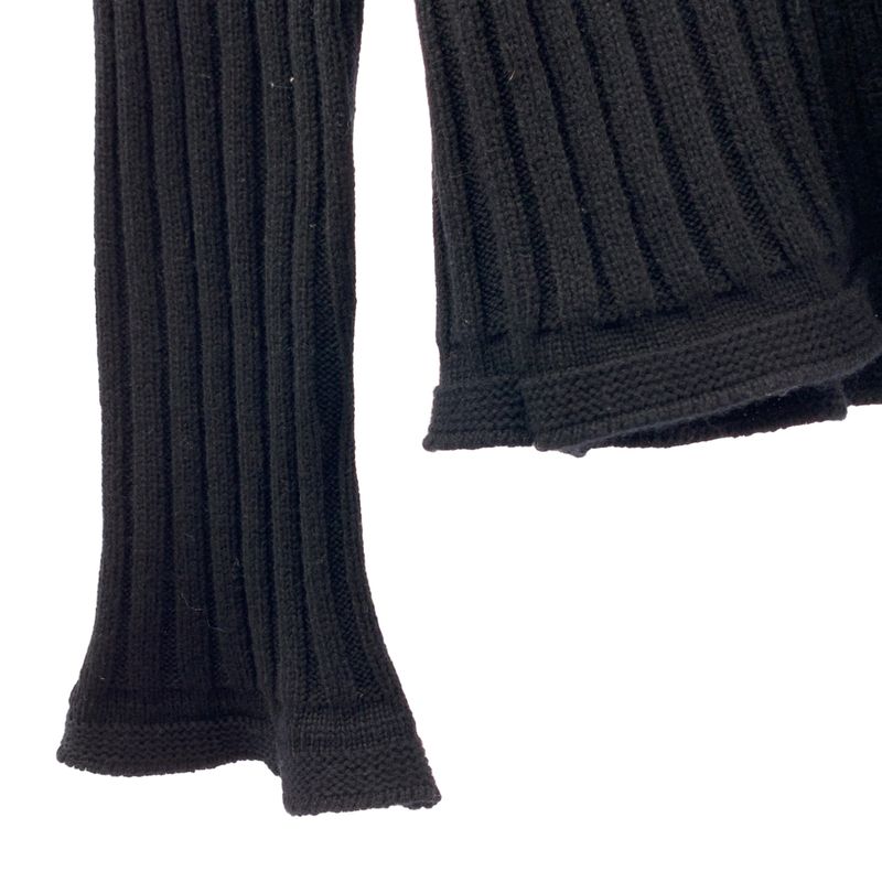 Dior Cashmere Pearl Logo Button Rib Knit Cardigan 36 Black