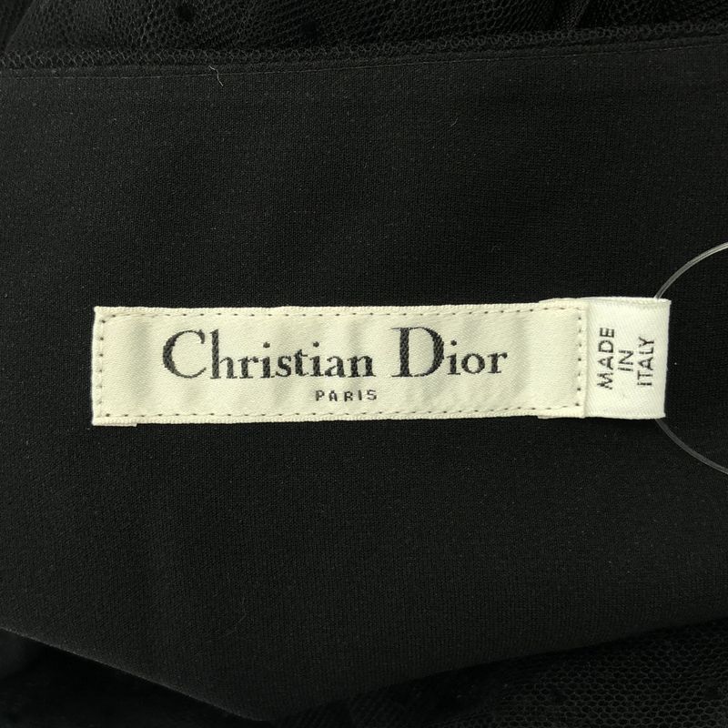 Dior Dot Pleats Plume Posture Skirt 36 Black