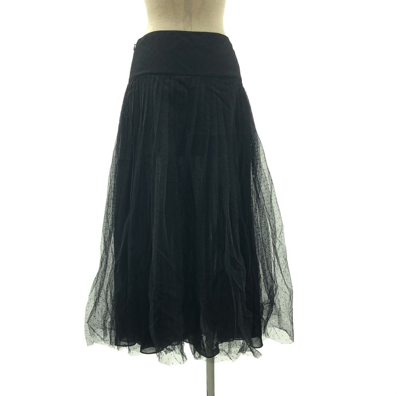 Dior Dot Pleats Plume Posture Skirt 36 Black