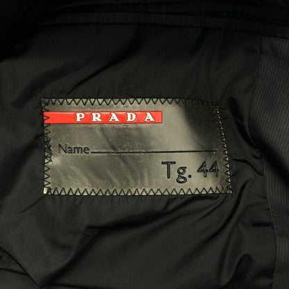 Prada Sport Padded Striped Single Breasted Tailored Jacket 44 Black