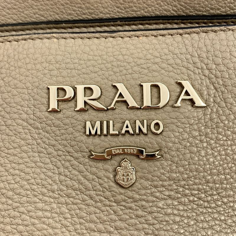 Prada Argilla Leather Tote Gray