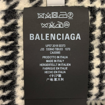 Balenciaga Wool Glen Check Fringe Long Skirt 34 Black White