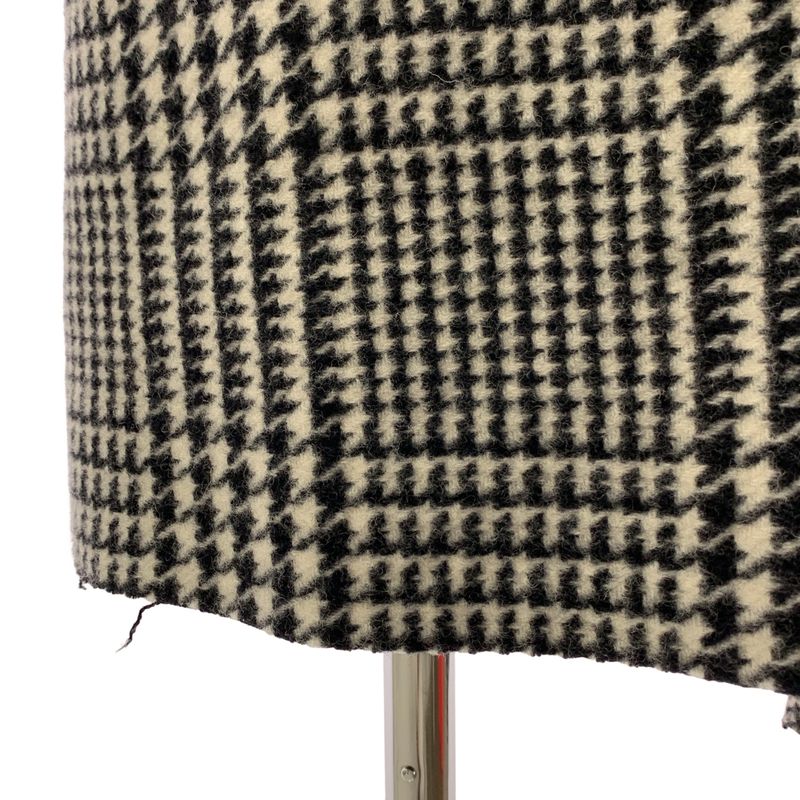 Balenciaga Wool Glen Check Fringe Long Skirt 34 Black White
