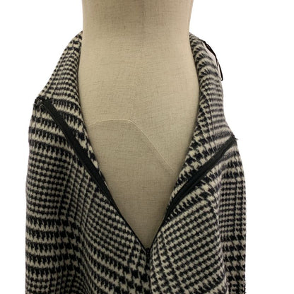 Balenciaga Wool Glen Check Fringe Long Skirt 34 Black White