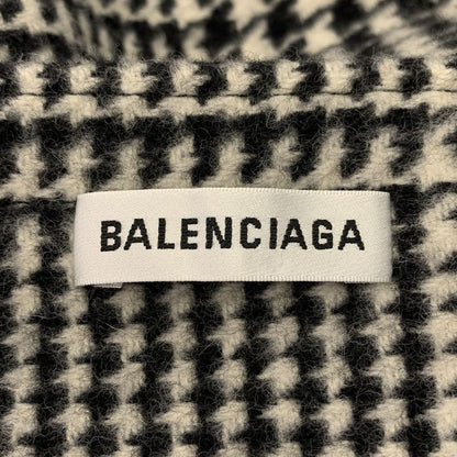 Balenciaga Wool Glen Check Fringe Long Skirt 34 Black White
