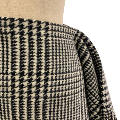 Balenciaga Wool Glen Check Fringe Long Skirt 34 Black White