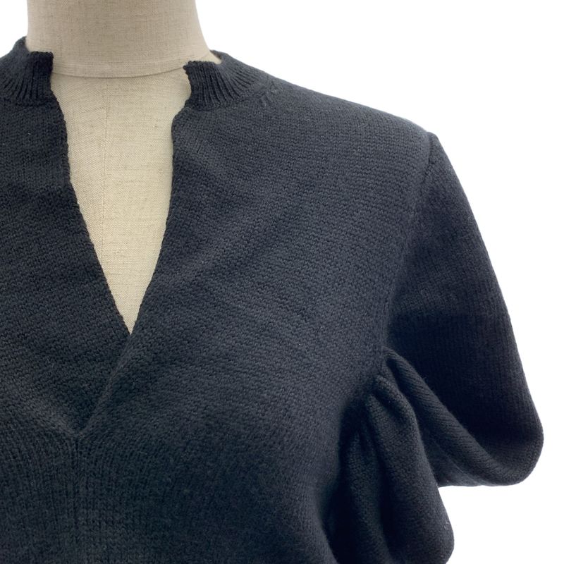 Dior Bee Short Sleeve Drape Knit Top 36 Black