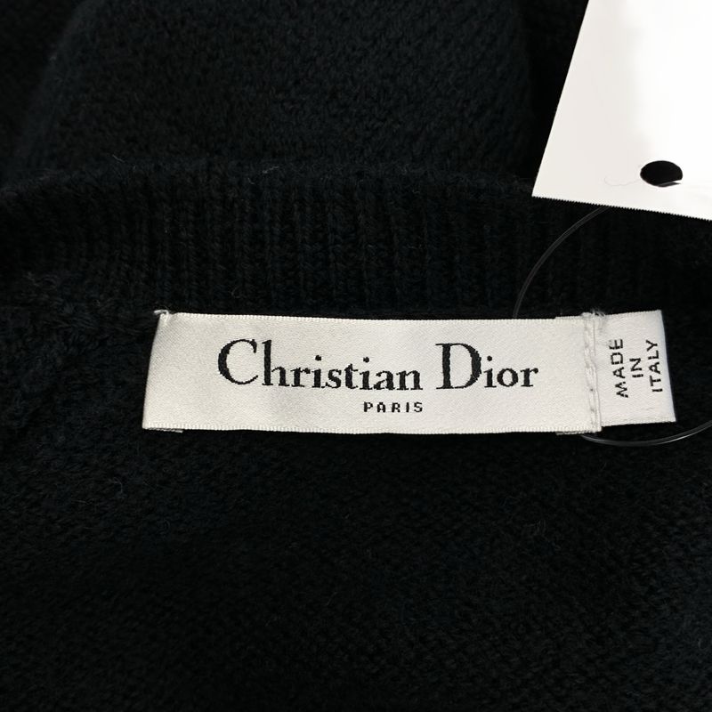 Dior Bee Short Sleeve Drape Knit Top 36 Black