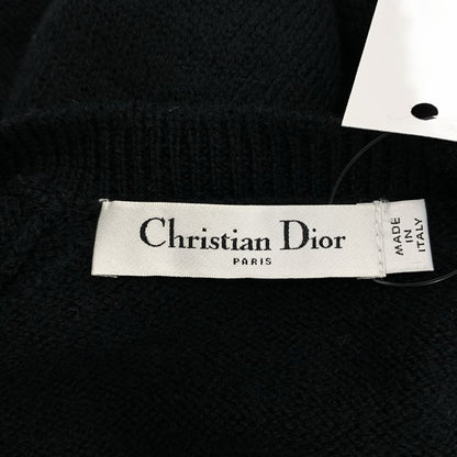 Dior Bee Short Sleeve Drape Knit Top 36 Black
