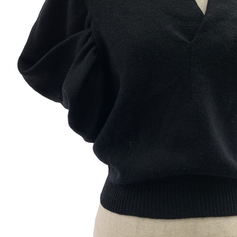 Dior Bee Short Sleeve Drape Knit Top 36 Black