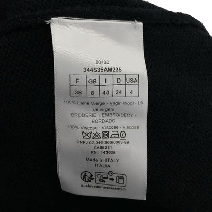 Dior Bee Short Sleeve Drape Knit Top 36 Black