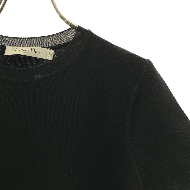 Dior Bee Cashmere Crew Neck Short Sleeve Knit Top 36 Black
