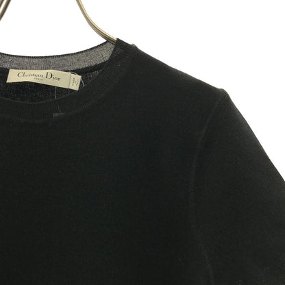 Dior Bee Cashmere Crew Neck Short Sleeve Knit Top 36 Black
