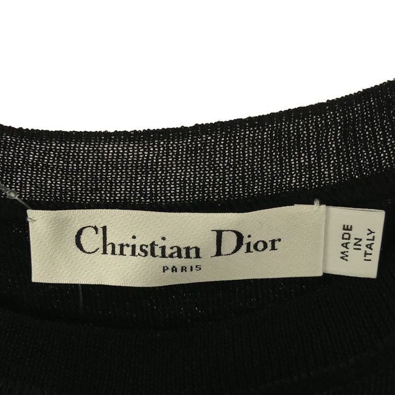 Dior Bee Cashmere Crew Neck Short Sleeve Knit Top 36 Black